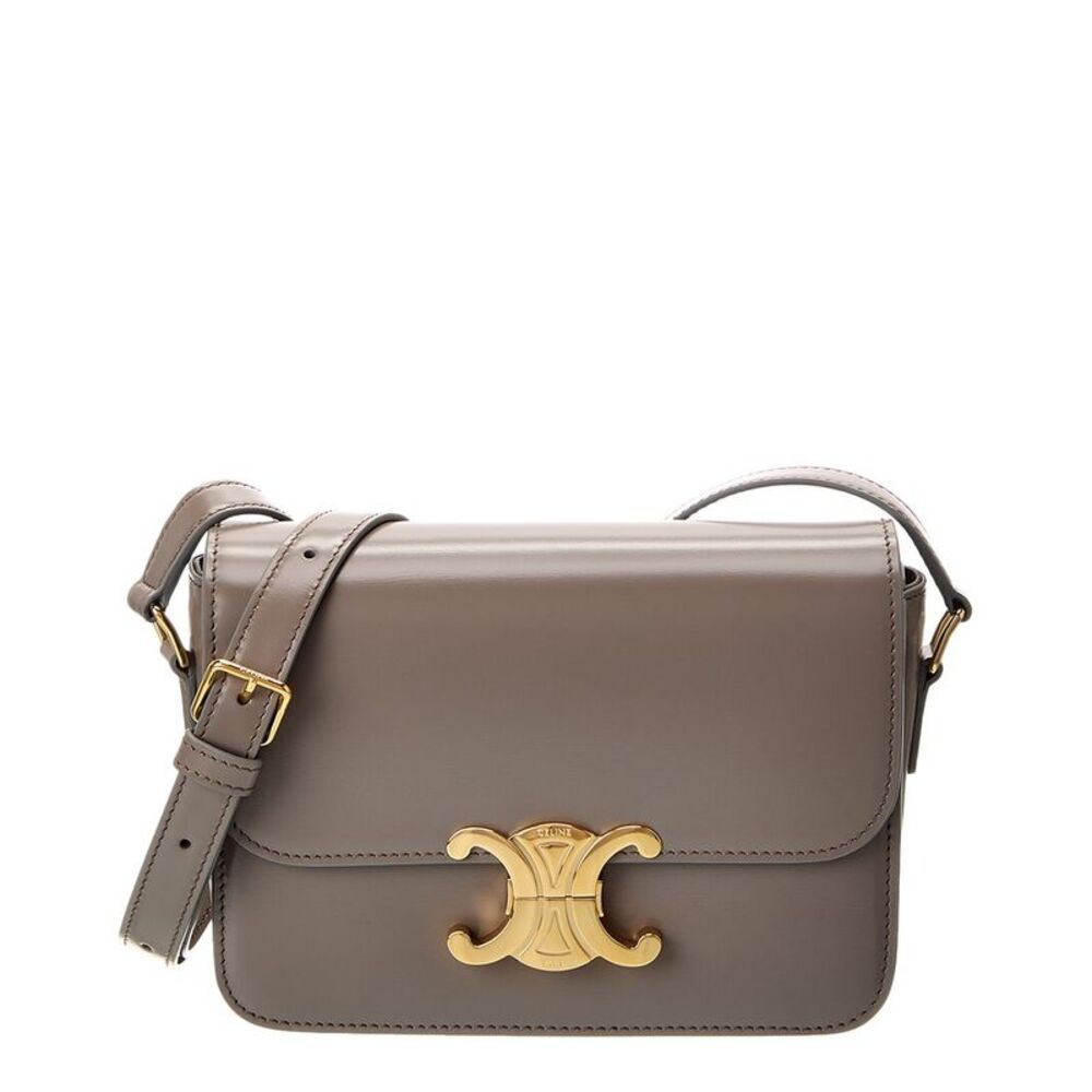 Celine Teen Triomphe Leather Shoulder Bag, Grey